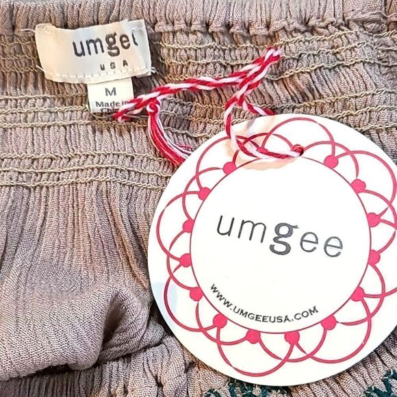 Umgee Bohemian Tan Top, Dark Green & Orange Trim & Tassels, Size Medium, NWOT - Picture 8 of 10